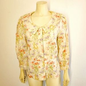 Vintage 80s Herman Geist Cottagecore Floral Blouse